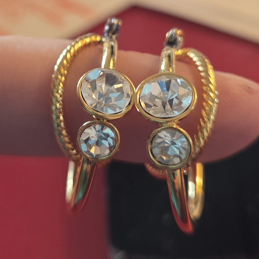 Avon Gold and Silver Crystal Earrings